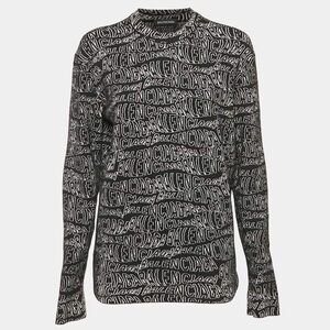 Balenciaga Black Logo Intarsia Stretch Knit Sweatshirt